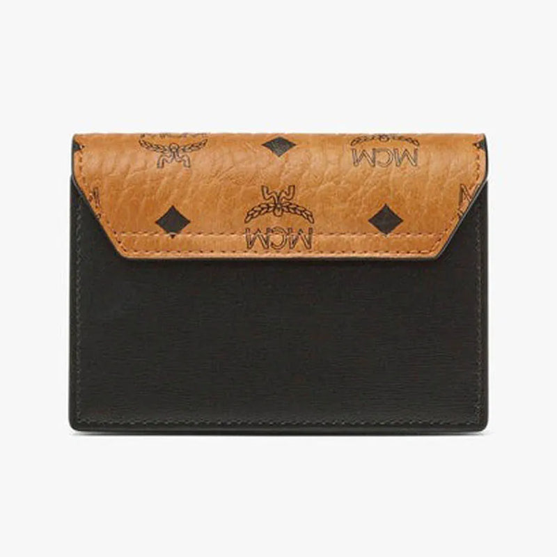 Mcm (Cognac/Black Small Mena Wallet In Visetos Leather)