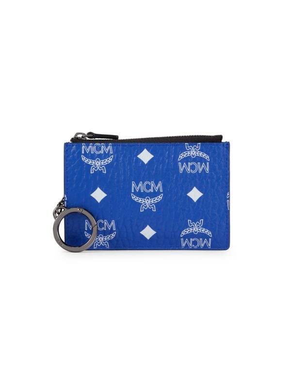 Mcm (Surf Blue Monogram Leather Key Ring Coin Pouch)