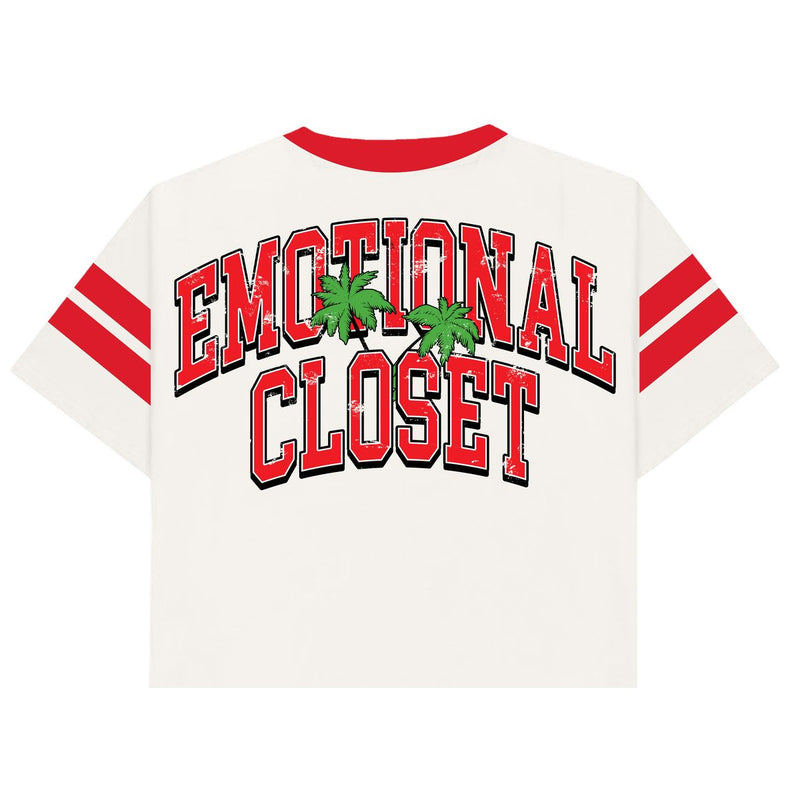 Mixed emotion (cream/red "beach cropped tee)