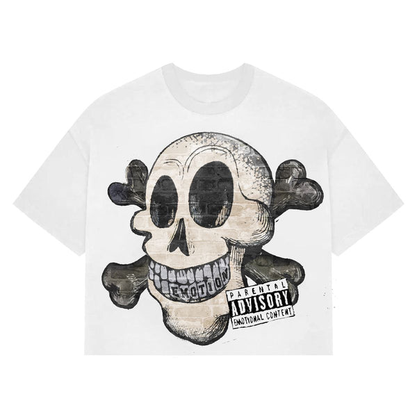 Mixed emotion (White "pirate skeleton cropped tee)