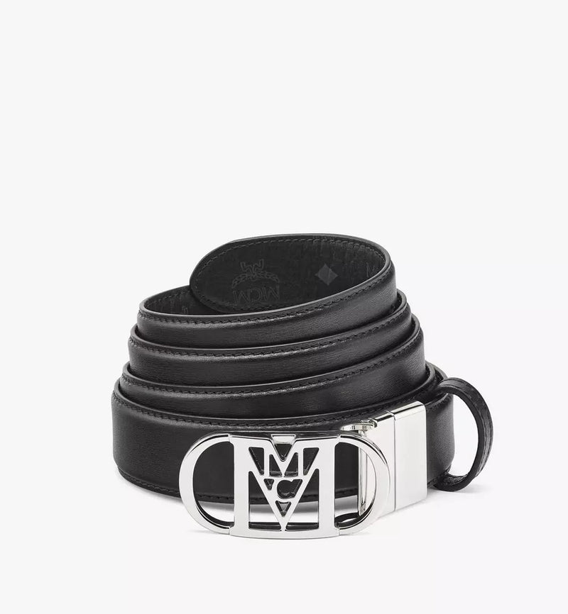 Mcm (Black Travia Reversible Belt 1” in Embossed Leather)