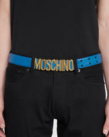 Moschino blue/gold belt Leather logo