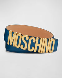 Moschino blue/gold belt Leather logo