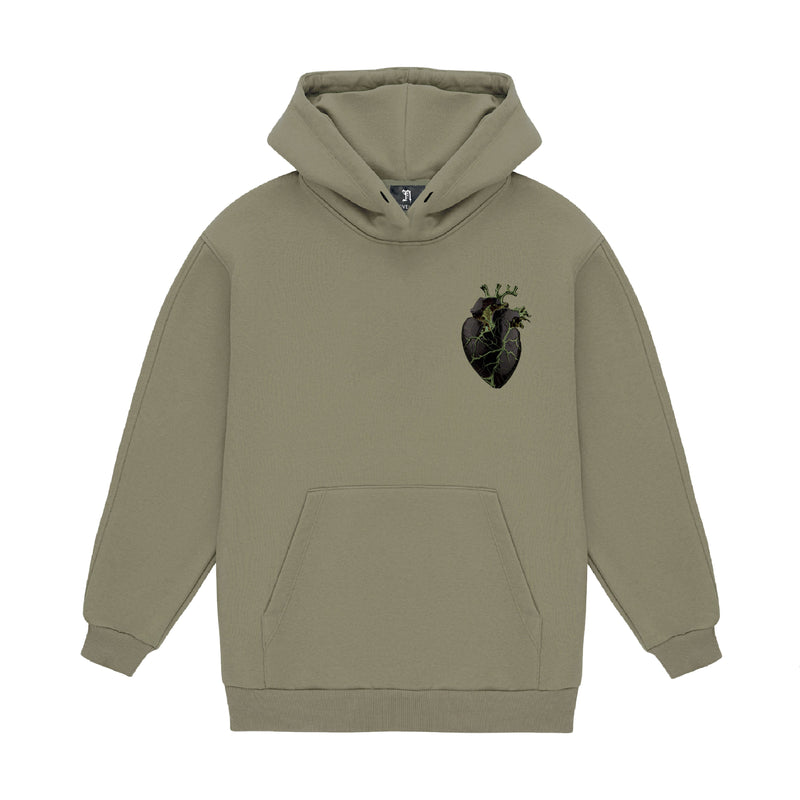 November reine (Army/Orange “black heart hoodie)