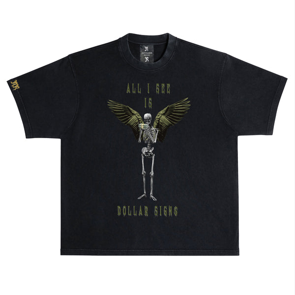 November reine (Black/Olive Green "Dollar Signs" t-shirt)