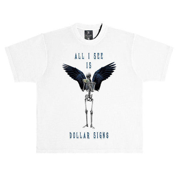 November Reine (White/French Blue "Dollar Signs" T-Shirt)