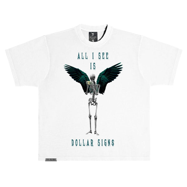 November Reine (White/Midnight Green "Dollar Signs" T-Shirt)