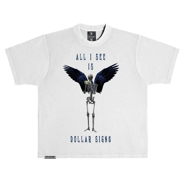 November Reine (White/Midnight Navy "Dollar Signs" T-Shirt)