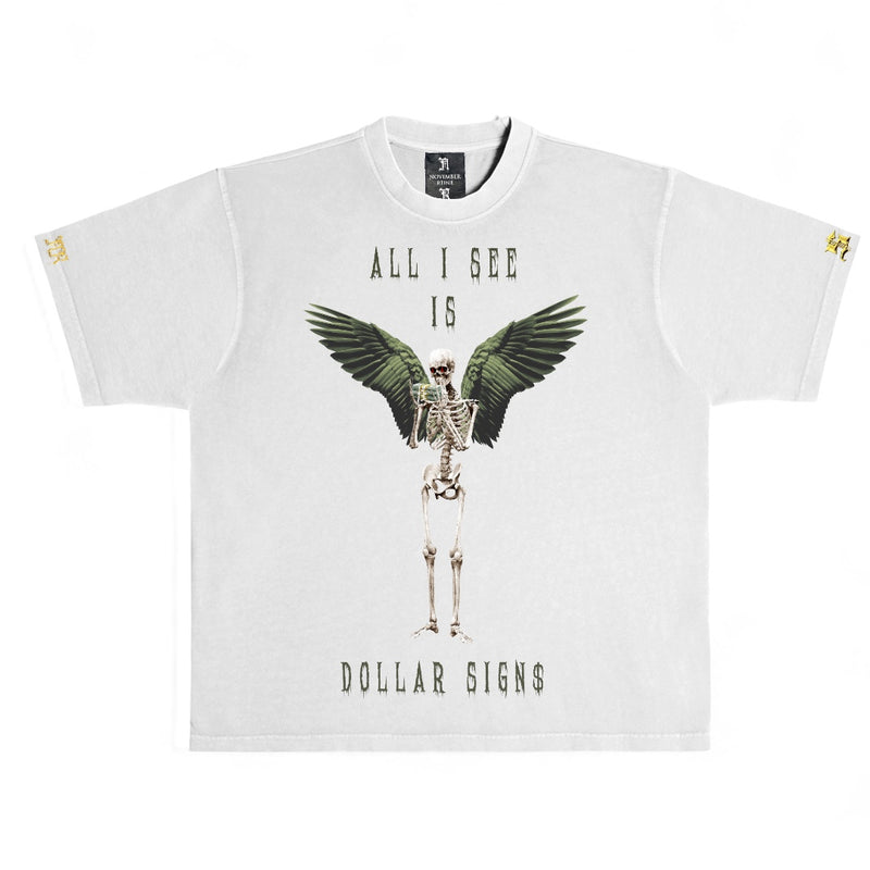 November reine (white/olive “dollar sign t-shirt)