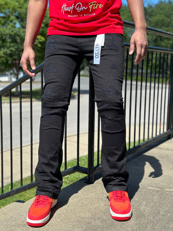 Premium disaster (jet black cut stacked jean)