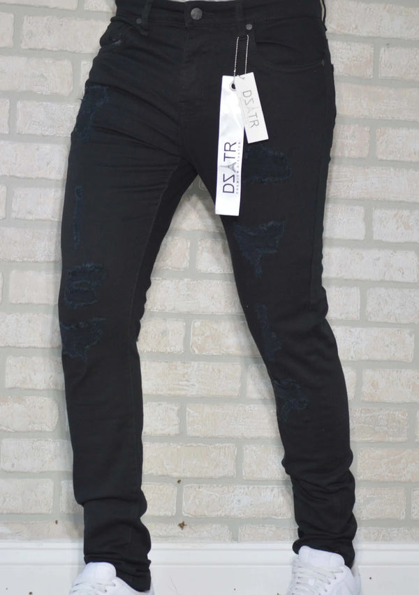 Premium Disaster (Men's Black super stretch Rips slim jean)