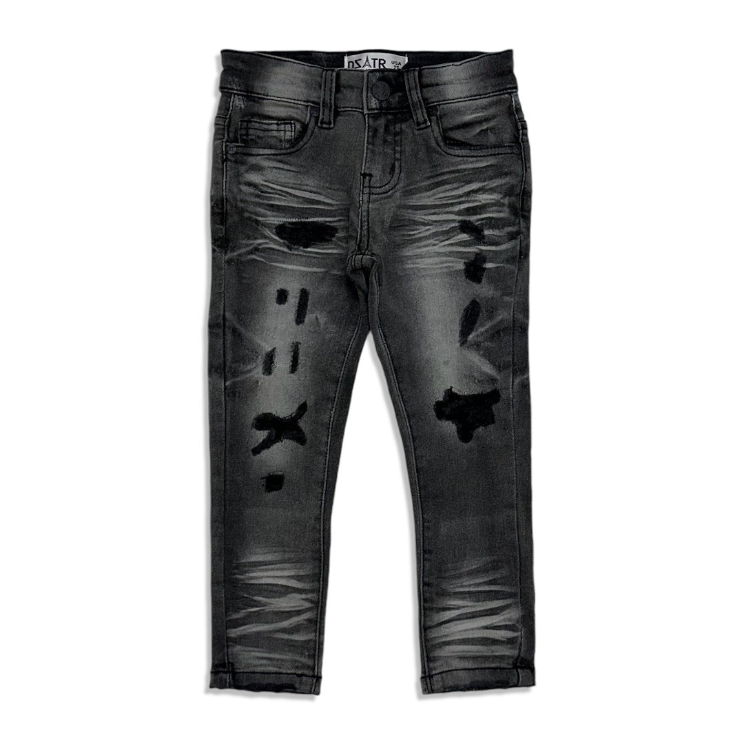 Premium disaster Kids Ripped Jean Grey /black wash -002