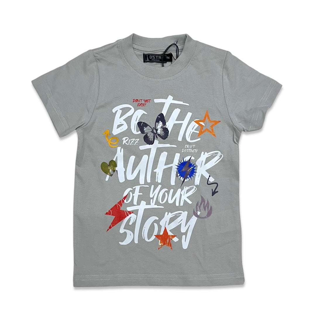 Premium disaster Kids story t-shirt -Grey