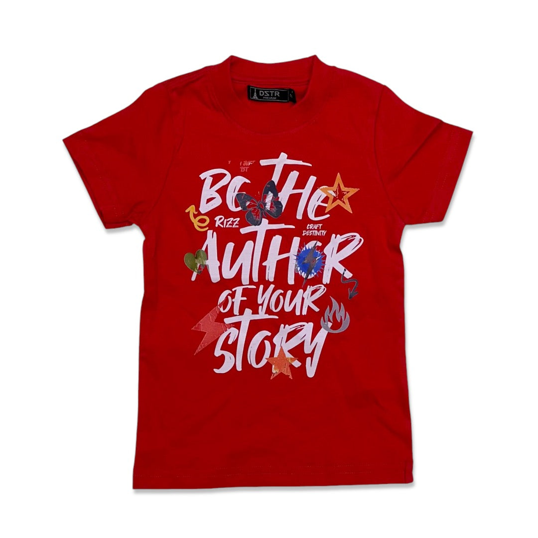 Premium disaster Kids story t-shirt -Red