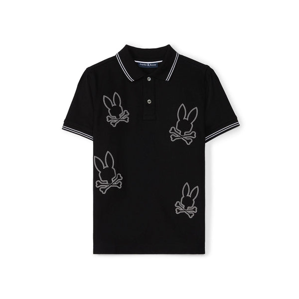 Psycho bunny kids black milton pique polo