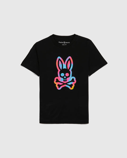 Psycho Bunny 半袖Tシャツ XL ブラック　　26年モデル Psycho bunny (kids black montgomery graphic t-shirt) – VIP