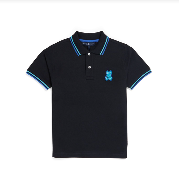 Psycho bunny (kids black banks pique fashion polo)