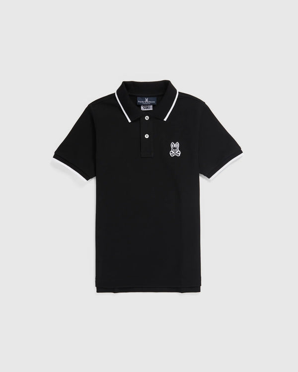 psycho bunny (kids black serge pique fashion polo)