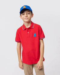 Psycho bunny (kids ruby red pique fashion polo)