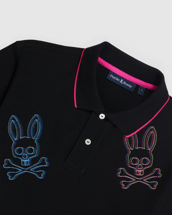 Psycho bunny (Men's black Chicago all over bunny pique polo)