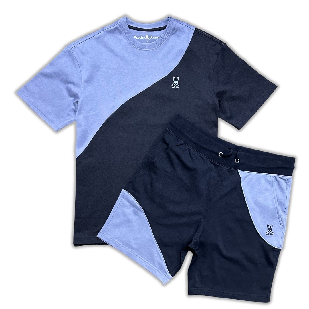 Psycho Bunny Men’s Kenny Embroidered Short Set – Navy & Sky Blue