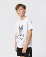 Psycho bunny (kids white strype grahpic t-shirt)