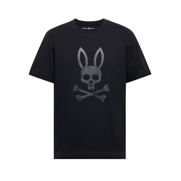 Psycho bunny Men's black payson leather print graphic t-shirt