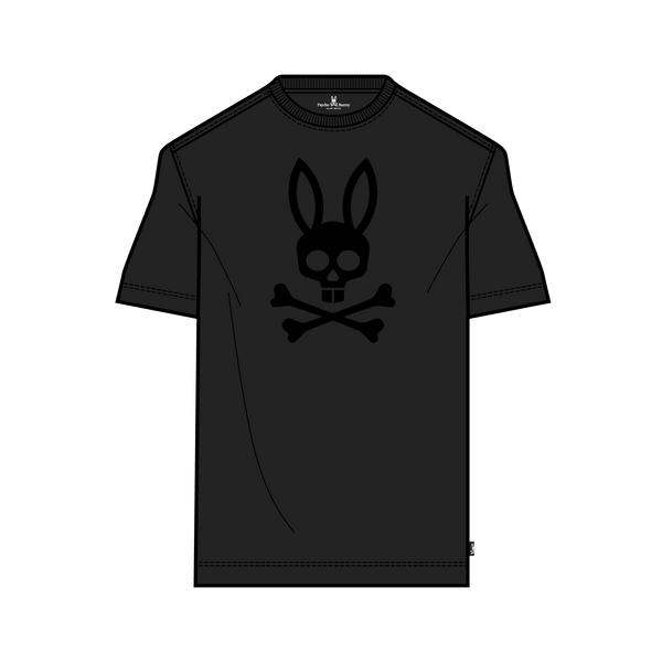 Psycho bunny Men's black payson leather print graphic t-shirt