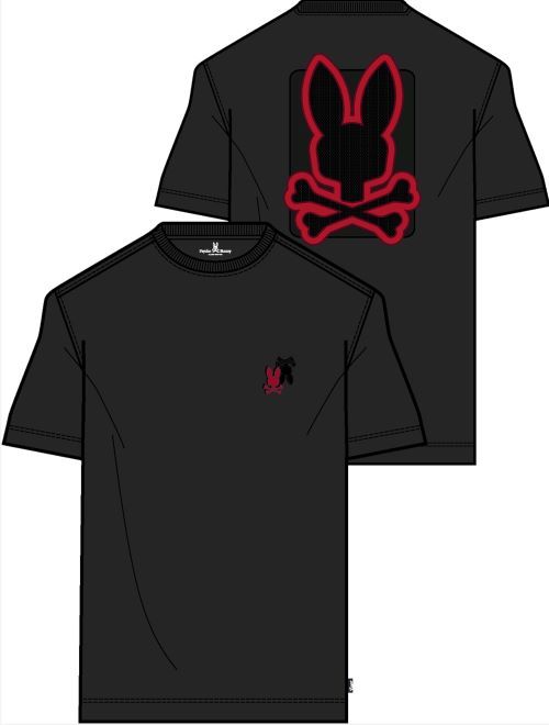 Psycho bunny Men's black pierce embroidered graphic t-shirt