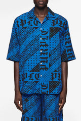 Purple brand flag bandana short set blue