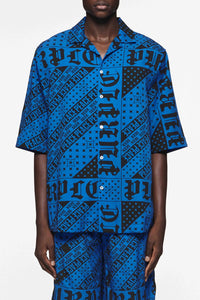 Purple brand flag bandana short set blue