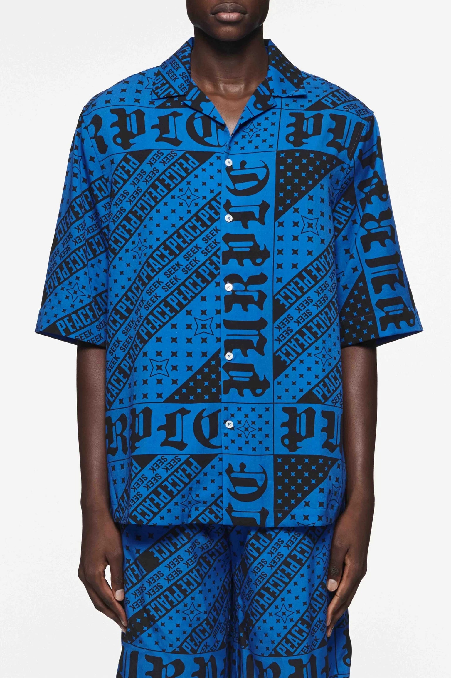 Purple brand flag bandana short set blue