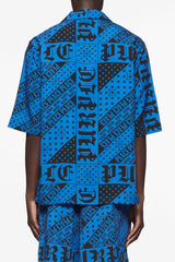 Purple brand flag bandana short set blue