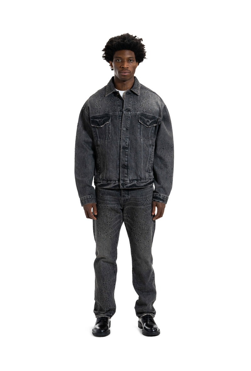 Purple brand (black embossed denim  jacket)