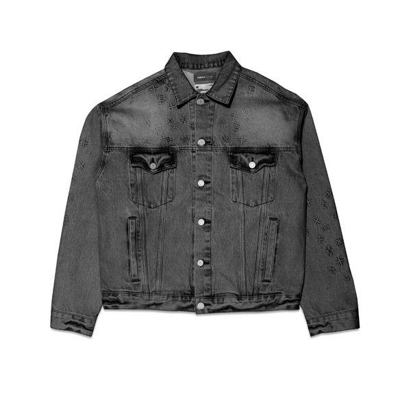 BADBLOOD ■ Embossed B Denim Trucker Jacket purple-brand-denim-jacket-
