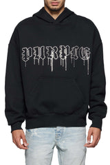 Purple brand black crystal gothic drip hoodie