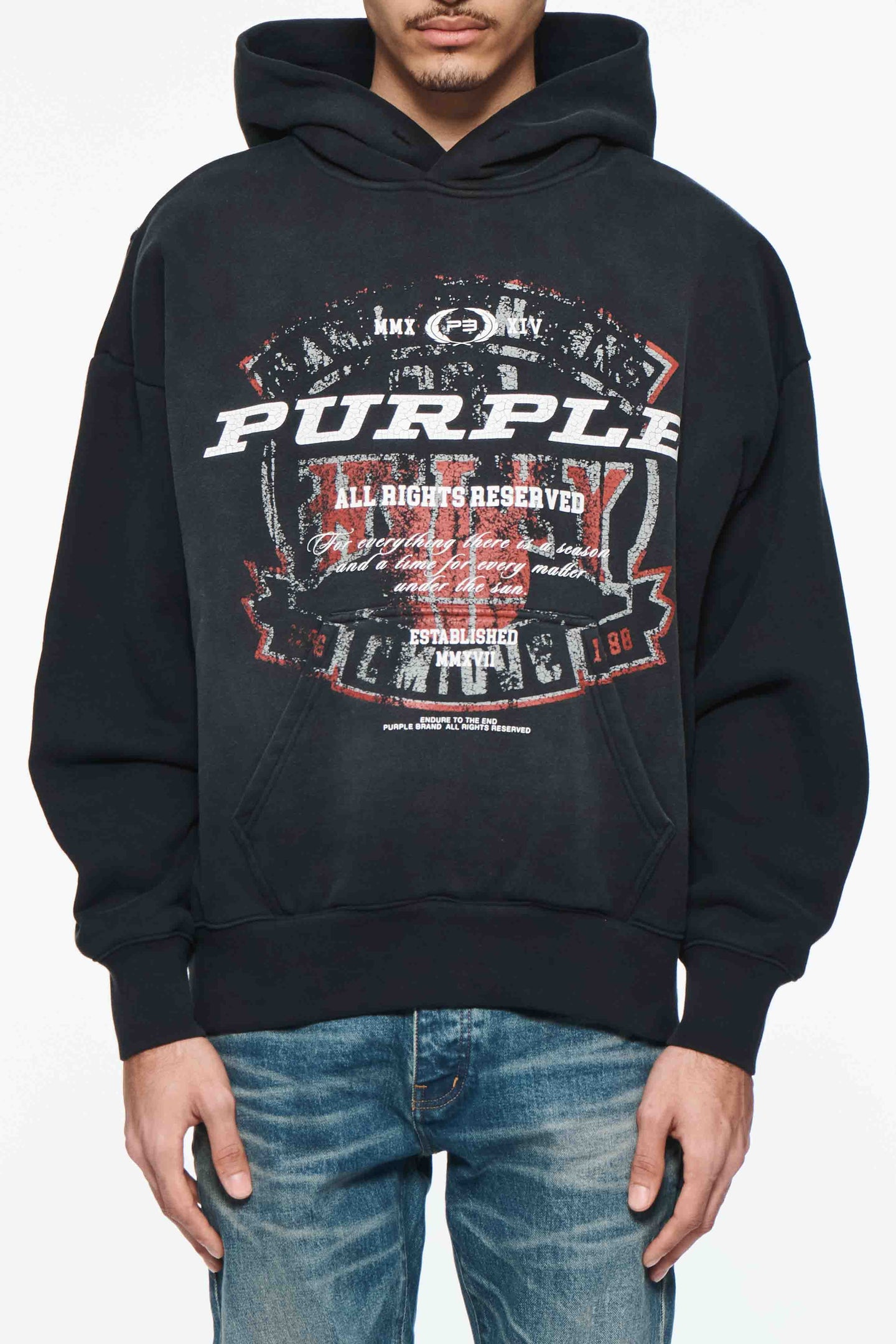 Purple brand (black hwt fleece po hoodie)
