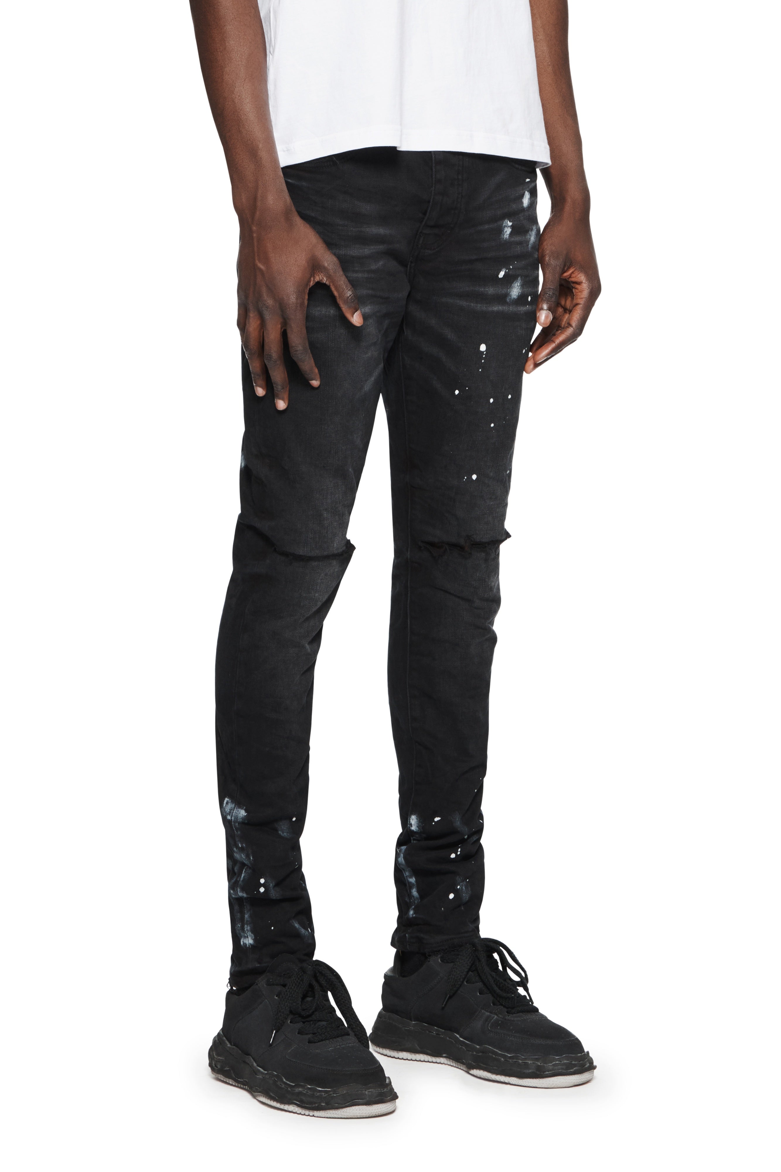 Purple Brand ブラックスキニー29インチ drip swag y2k Purple Brand Black Resin Knee Slit Jean – VIP Clothing Stores