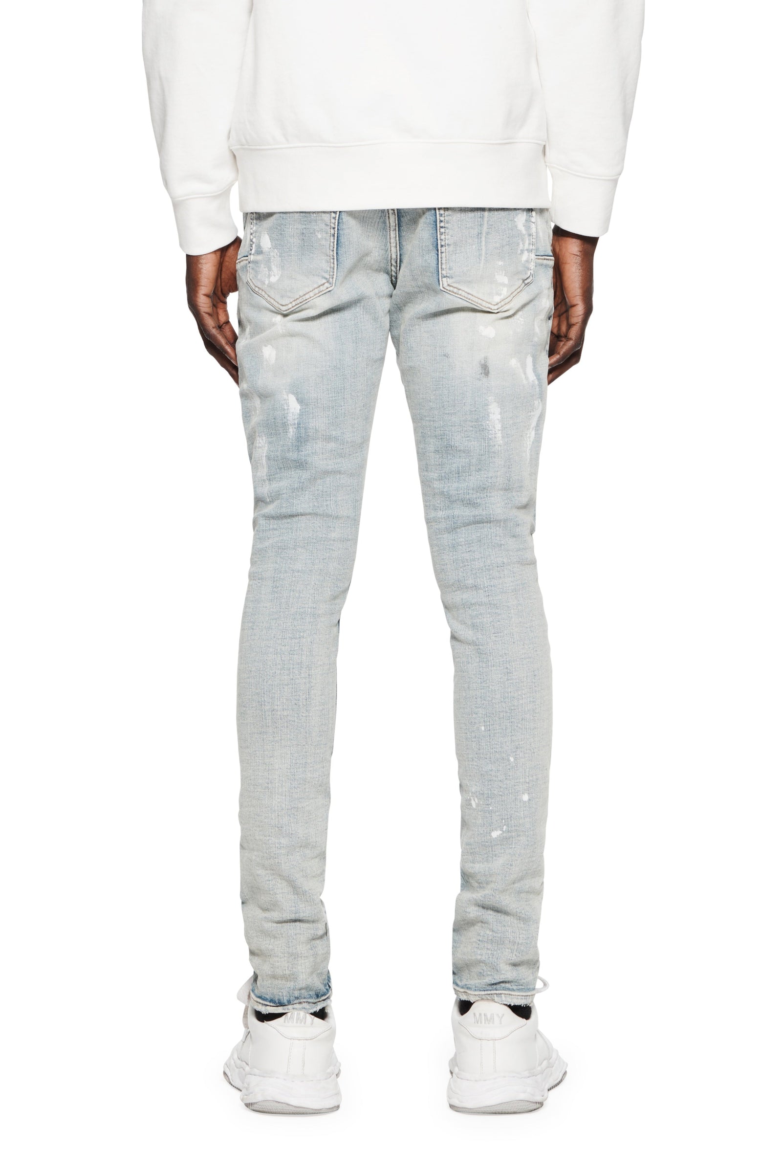 デニム・ジーパン PURPLE BRAND Light Indigo Paint Slim Fit Jeans P001 Light Indigo Paint – PURPLE BRAND