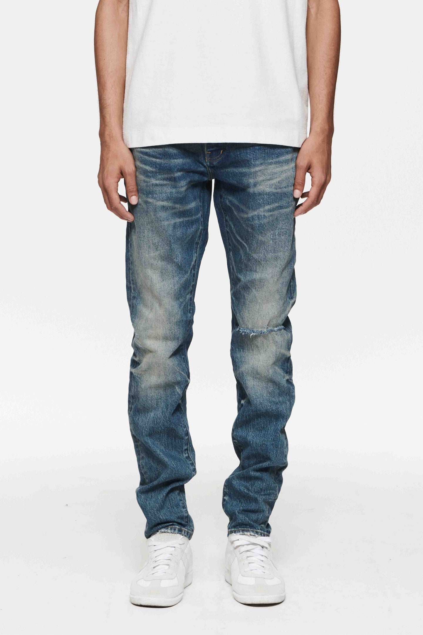 Purple Brand (Mid Indigo Vintage Knee Blowout Jean)