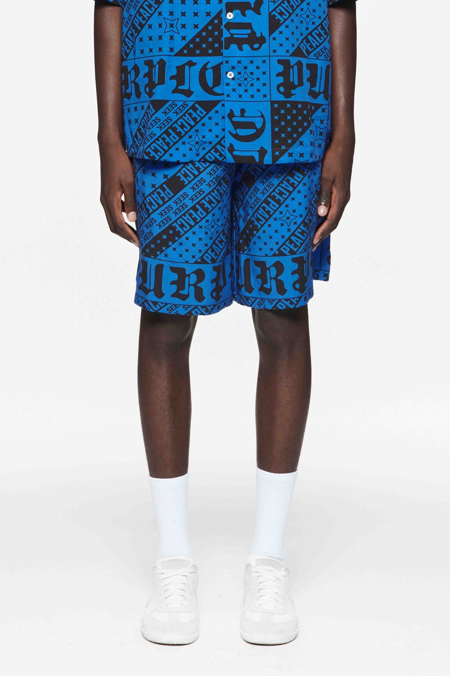 Purple brand Blue flag bandana short
