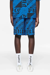 Purple brand Blue flag bandana short