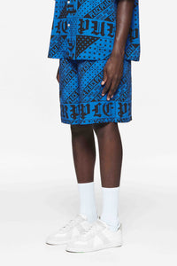 Purple brand Blue flag bandana short