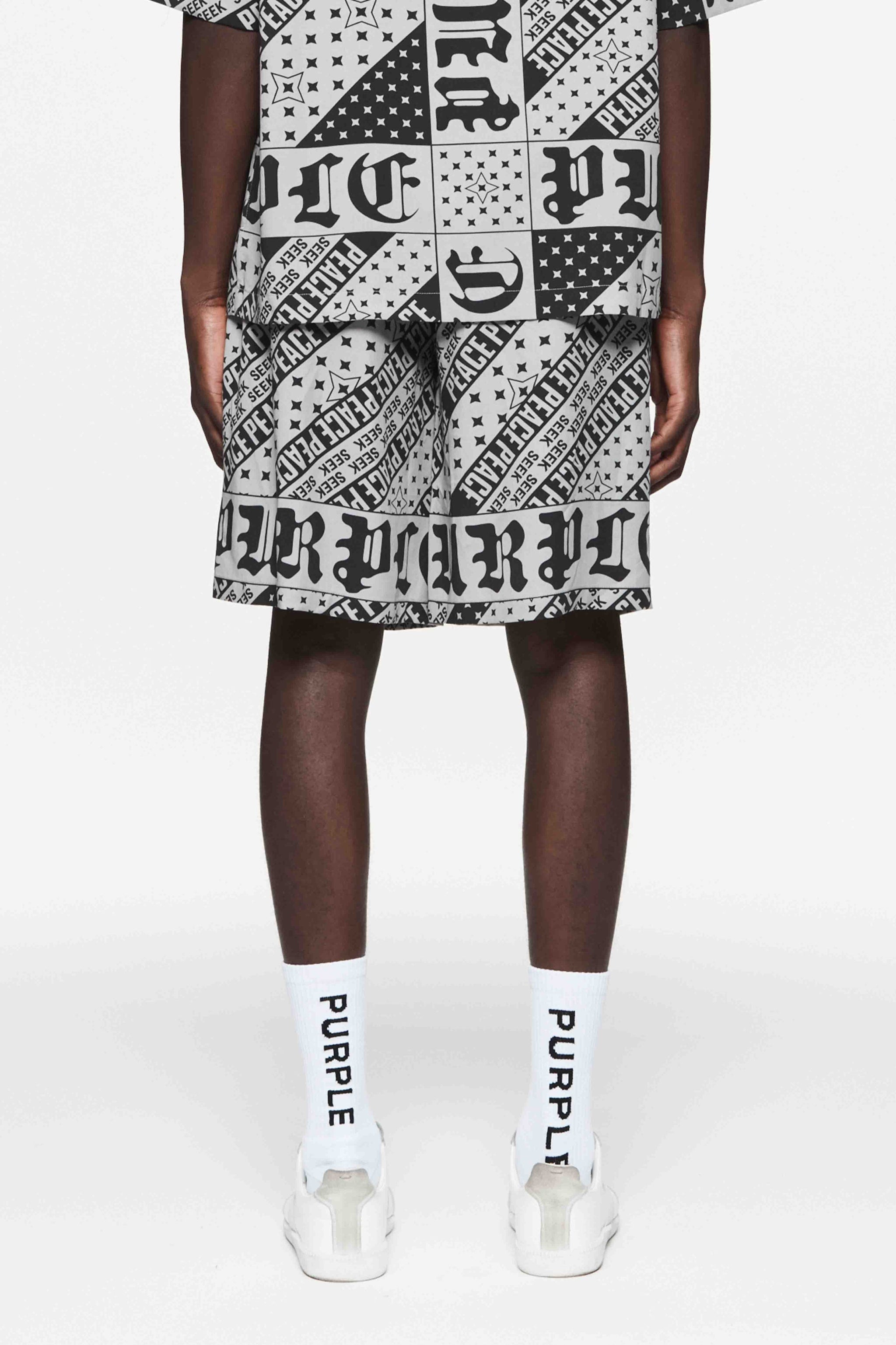 Purple brand Grey flag bandana short