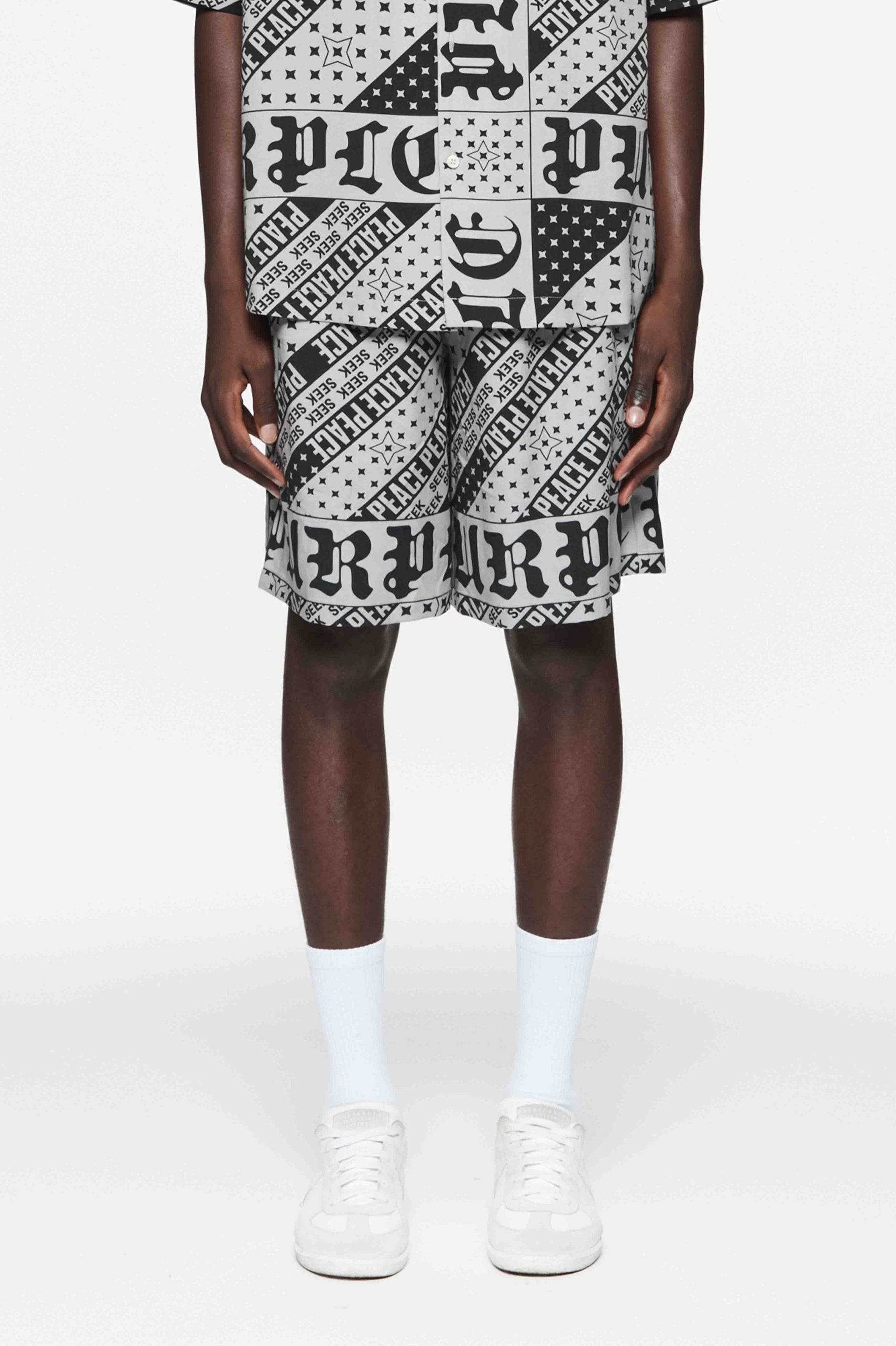 Purple brand Grey flag bandana short