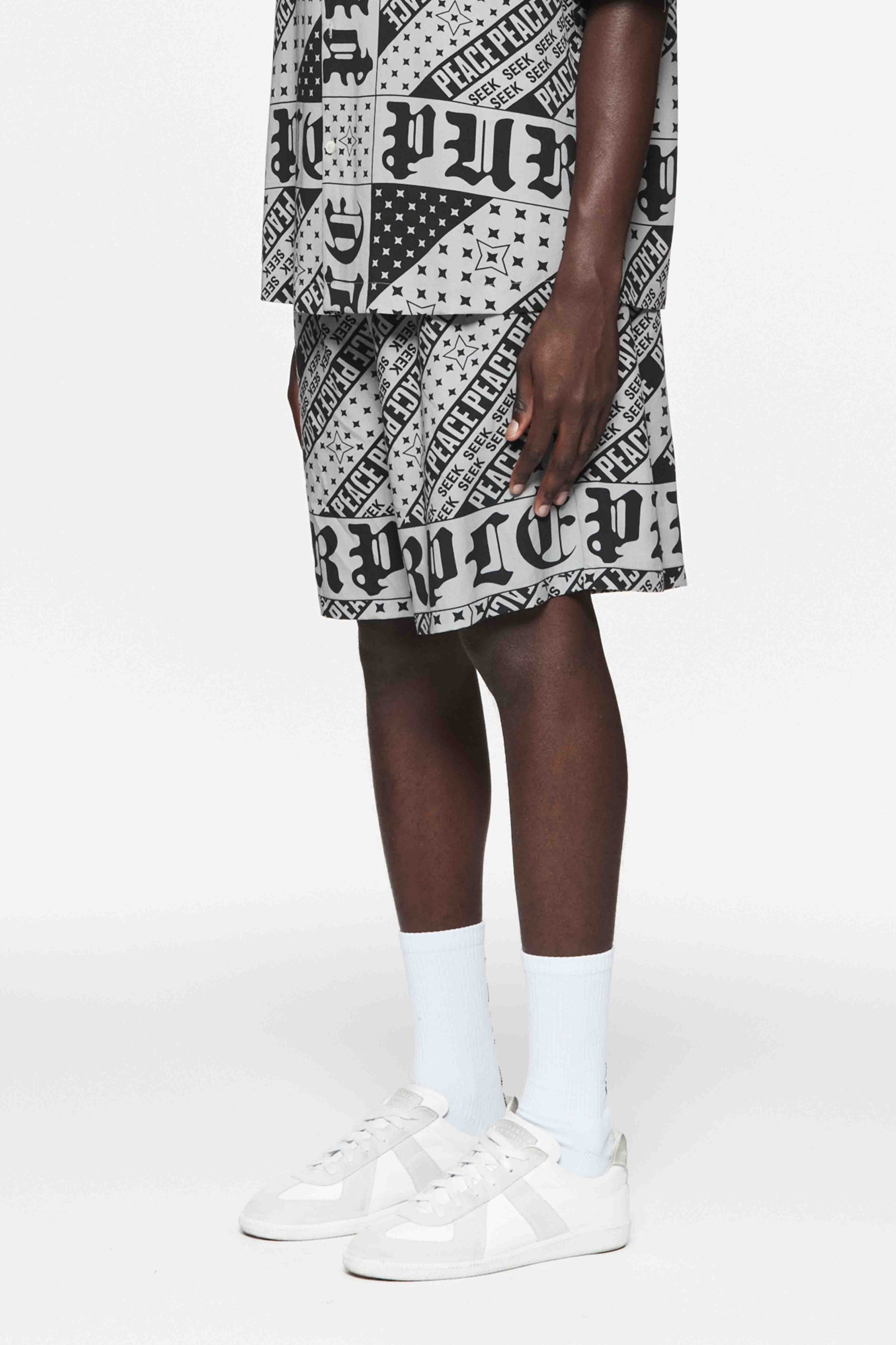 Purple brand Grey flag bandana short