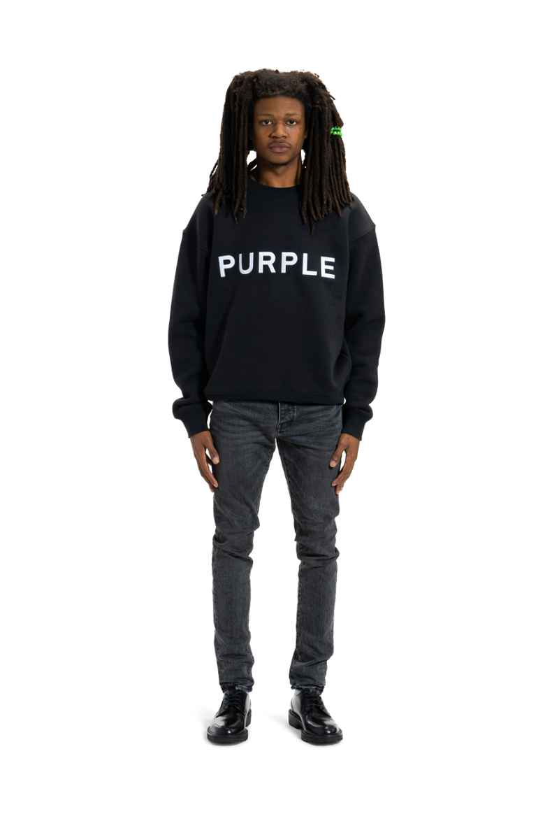 Purple brand (black hwt fleece crewneck sweater)