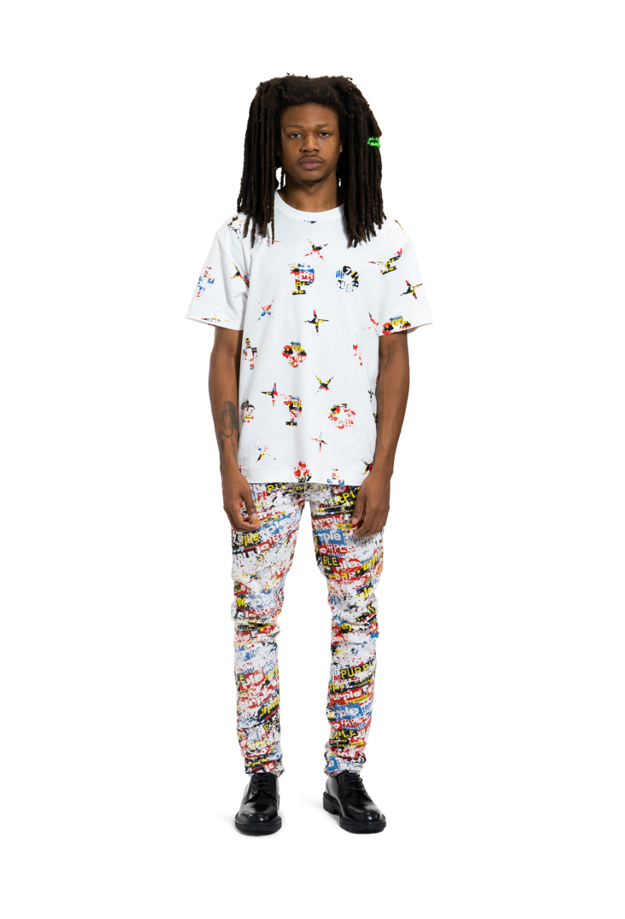 Purple brand (off white textured jersey t-shirt)