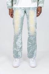 Rebel Denim Vintage Distressed Straight Fit Jean Light Indigo