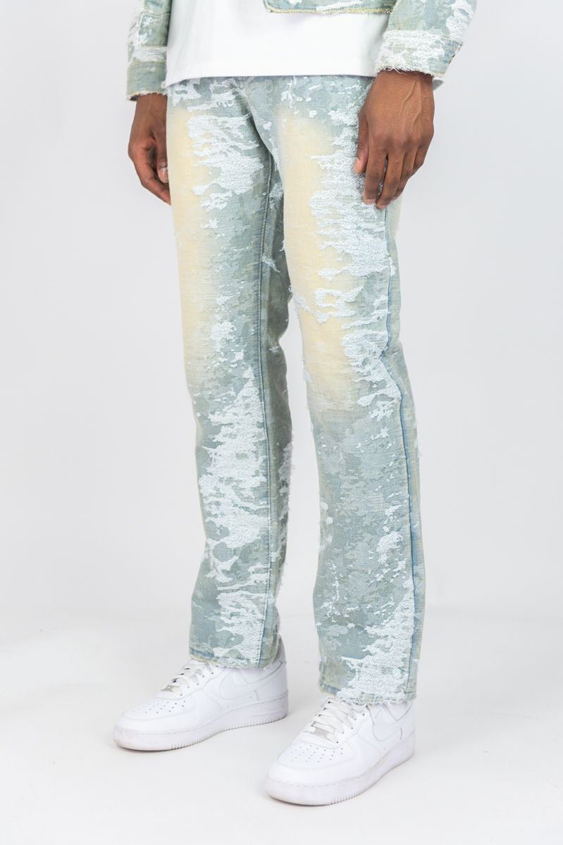 Rebel Denim Vintage Distressed Straight Fit Jean Light Indigo